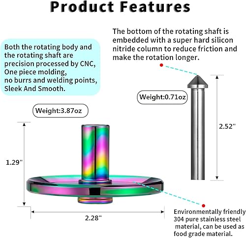 Miniatura 2 de Parte superior giratoria de metal, acero inoxidable de precisión de alto rendimiento, para matar el tiempo, antigravedad, giroscopio de equilibrio