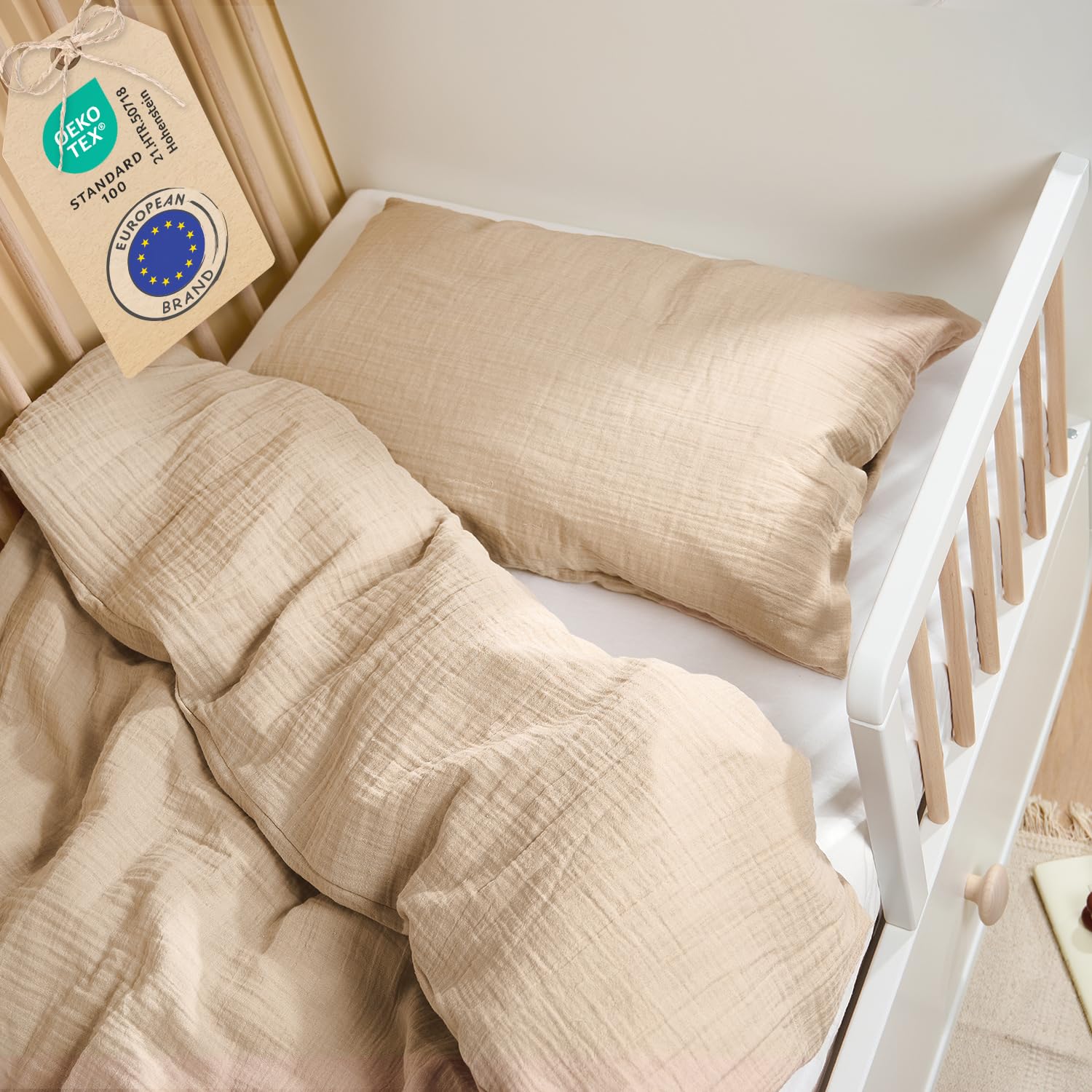 Draps enfant 100x135 anti-transpiration en mousseline de coton doux certifié Oeko-TEX