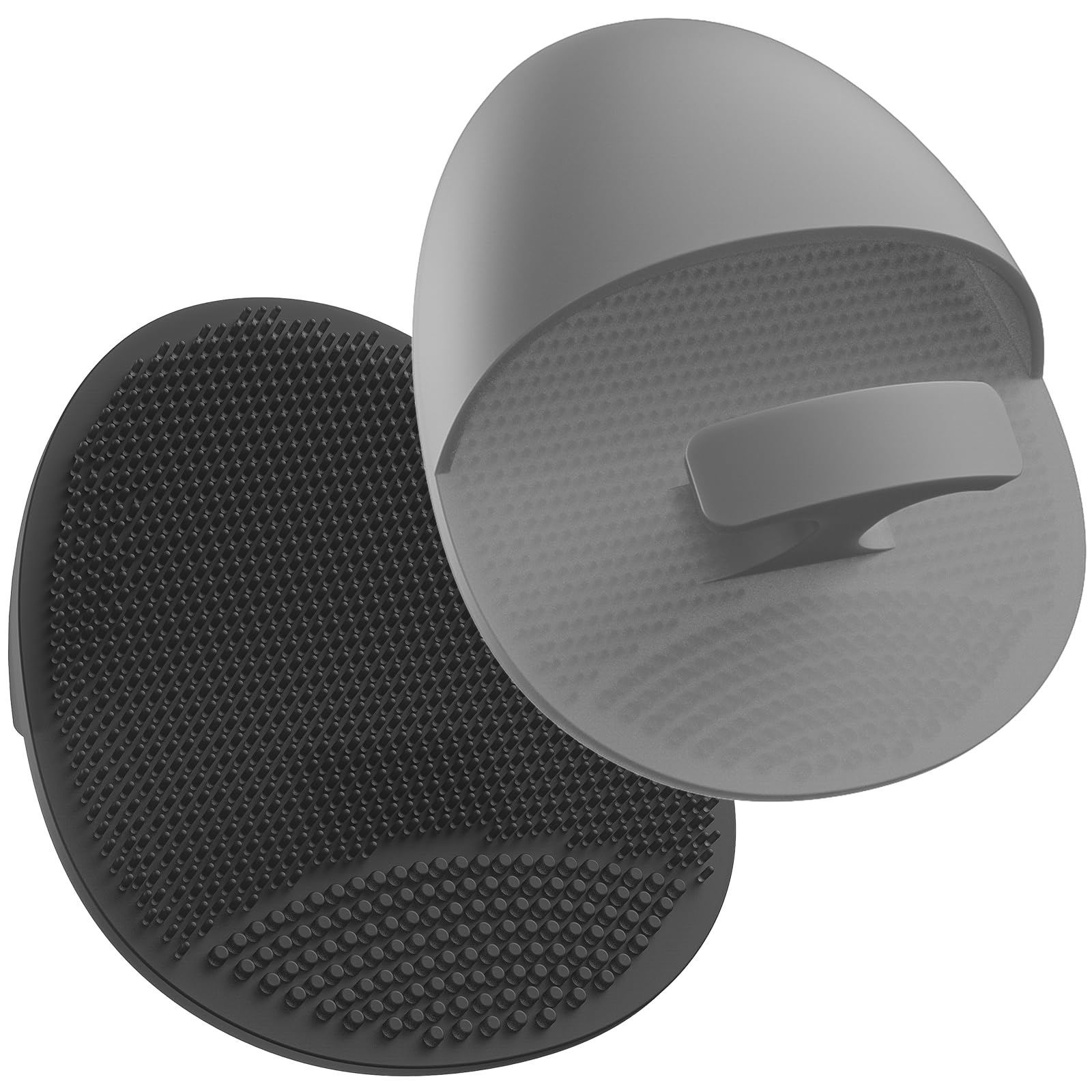 Manmihealth Soft Silicone Face Scrubber Exfoliator 2 Pack,Silicone Handheld Manual Facial Cleansing Brush, Face Washing Pad for Pore Cleansing Blackhead Removing Massaging(Black+Gray)