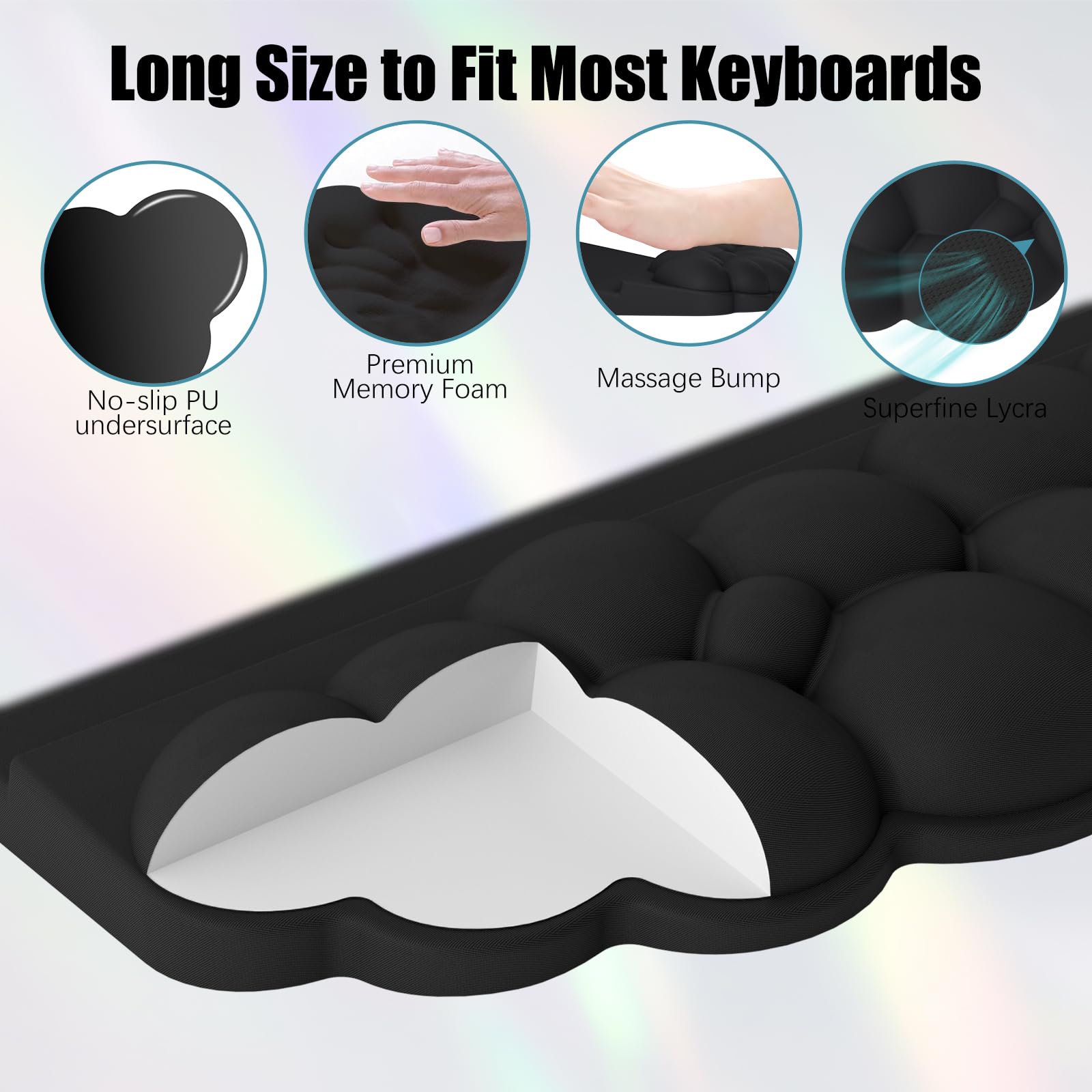 Ergonomische Handballenauflage für Tastatur und Maus, weicher Memory-Schaum, Cloud-Tastatur-Ständer-Pad mit Handgelenkauflage-Set mit rutschfester Silikonbasis, einfaches Tippen, Schmerzlinderung
