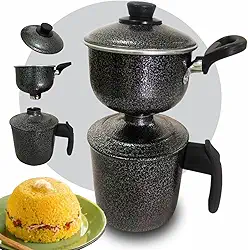 Cuscuzeira Individual Alumínio Polido ou Craqueado 1 ou 2 Medidas – Cuscuzeiro Tradicional para Cuscuz Nordestino (Craqueado, 1 Porção)