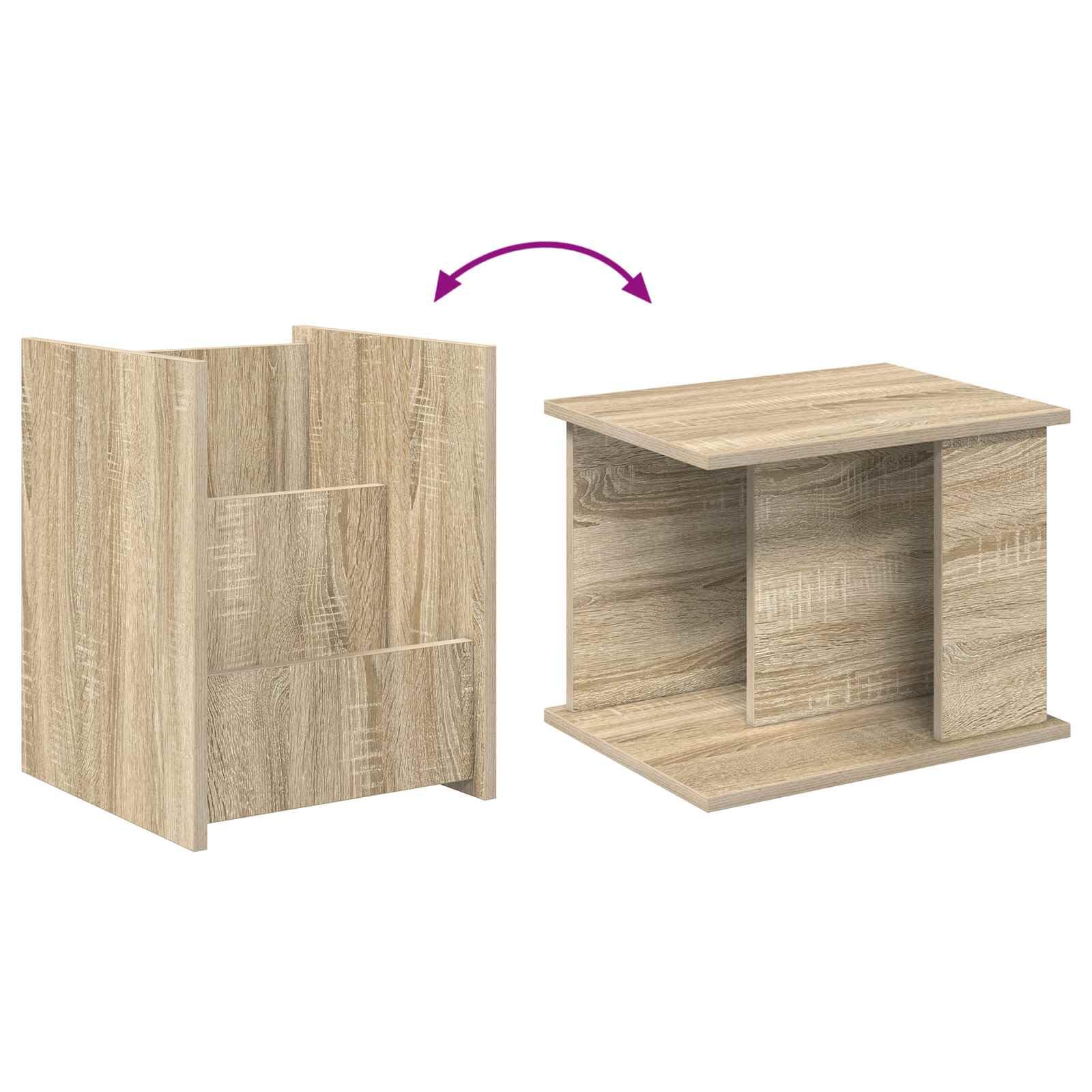 Drewniany stojak na czasopisma 35x35x45 cm Dąb Sonoma | Prostokątny kształt, drewno inżynieryjne, prosty montaż, łatwa do czyszczenia powierzchnia, Idealny do salonu