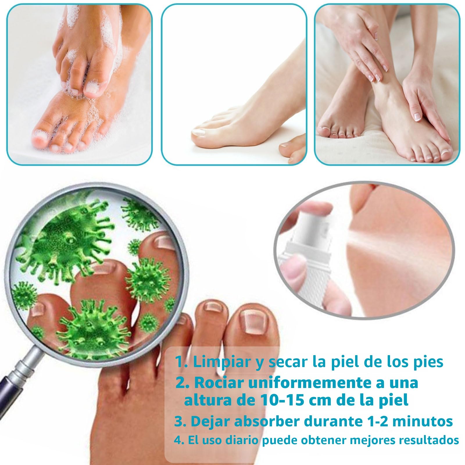 Spray para hongos en los pies, 2 unidades para pies y uñas, spray para hongos en las uñas, spray para pies para reparación de uñas, control de olores, aerosol de pies para reparación de uñas, repair
