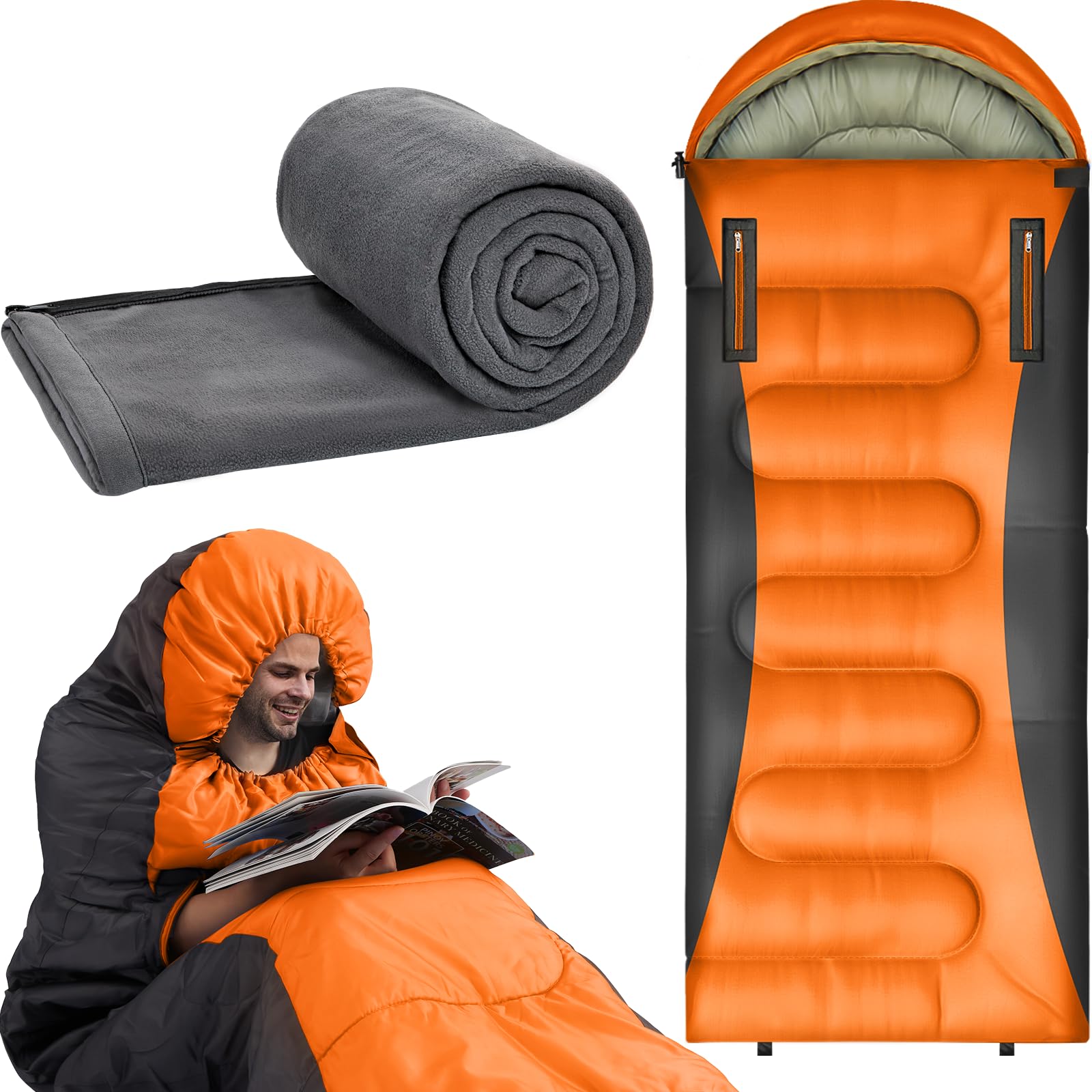 Sacco A Pelo 4 Stagioni Witnewrage - Impermeabile, Con Coperta In Pile, Leggero, Per Campeggio E Escursioni - Foto 13