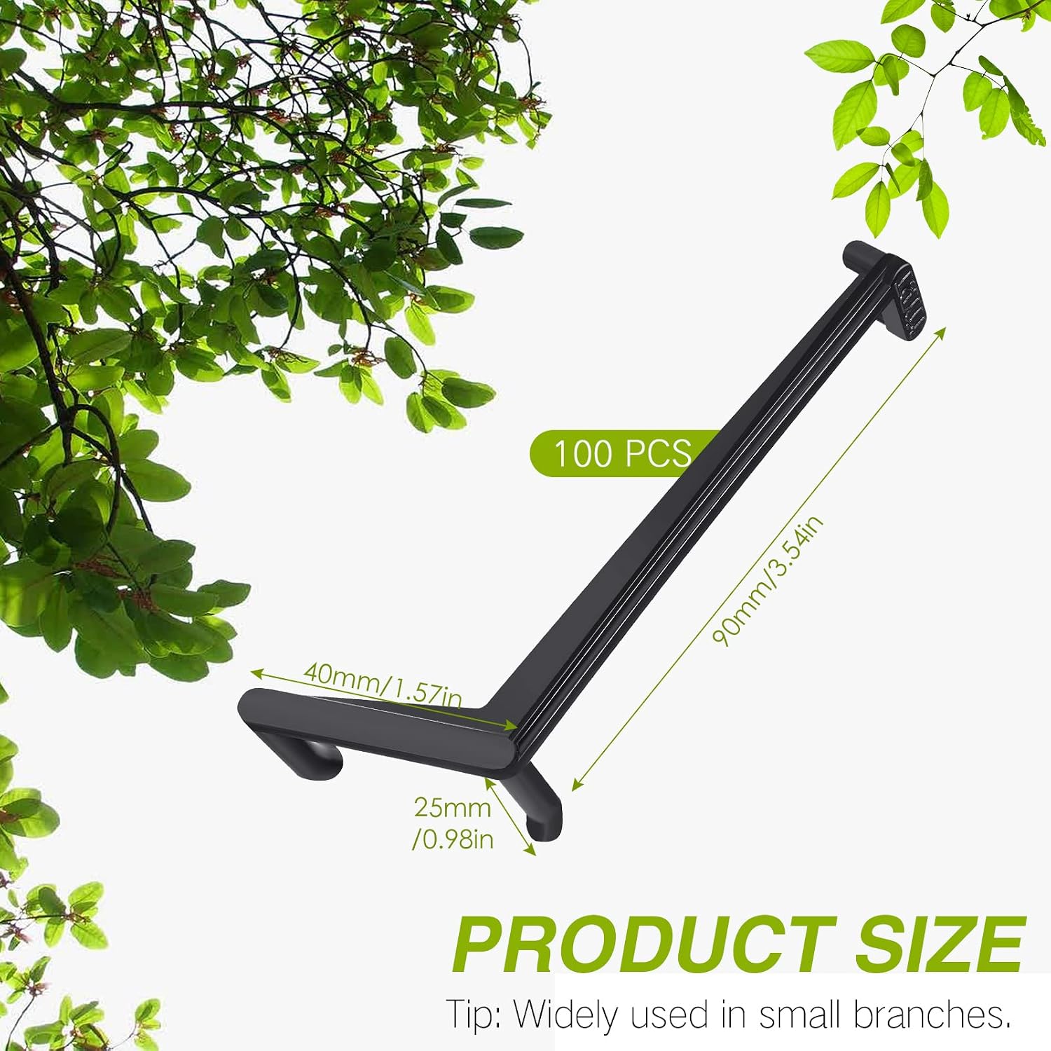 Lasnten 100 Pieces Black Fruit Tree Branch Limb Spreader for Strong Spreading Crotch Angles Branches, Plastic Bonsai Branch Trunk Spreaders Modelling Tool Plant Stem Trainer