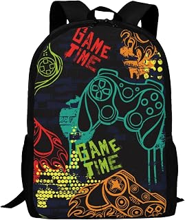 Video Games Funny Gamepad Gamer Backpack Water Resistant College School Bags Bookbag Travel Hiking Camping Daypack for Adults Teens Boys Girls