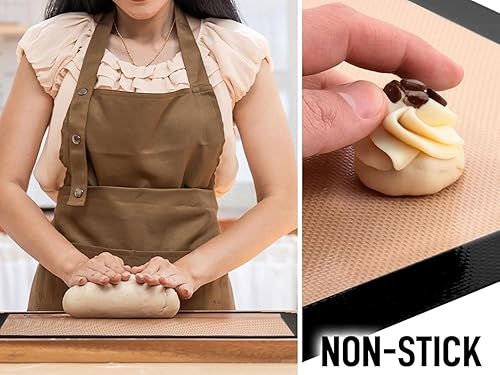 Miniatura 4 de Zulay Kitchen Juego de sábanas de silicona para hornear, tapete reutilizable para hornear antiadherente, media hoja para hornear para horno (negro,