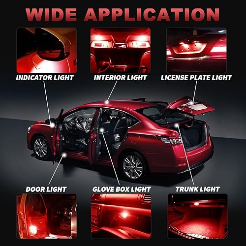 Miniatura 6 de Yorkim Bombilla LED roja De3175 de 1.102 in y 1.142 in para luces interiores de coche, luces de cúpula de mapa, puerta de cortesía, luces de placa