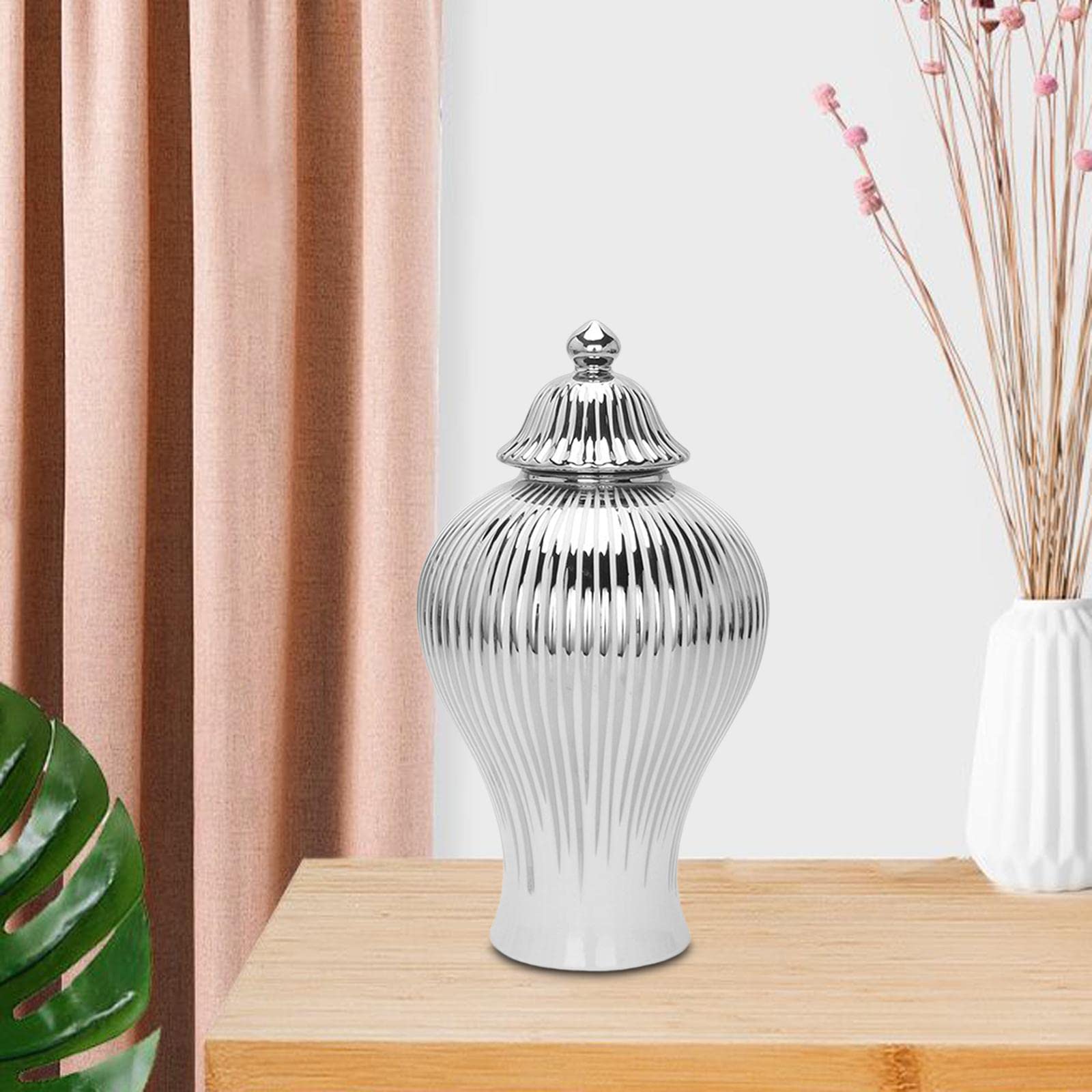 Fenteer Ginger Jar, Storage Vase, Furniture Floral Arrangement Handmade Centerpiece Ornament Crafts Handicraft Porcelain Desktop Bottle for Kitchen, Small