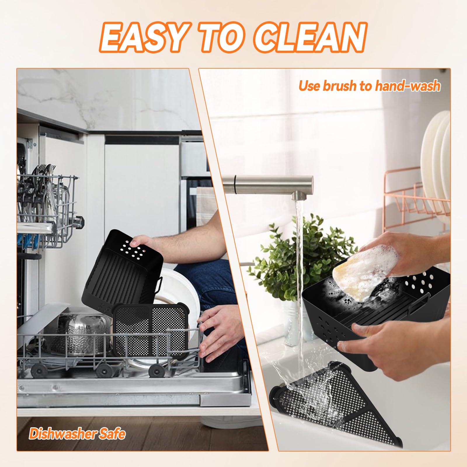 Lot 2 Moules Silicone + Protections Anti-Éclaboussures Pour Friteuse à Air AF400 AF451 9.5L Ninja SL400 Tower Cookwise