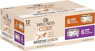 Wellness CORE Digestive Health Grain-Free Natural Wet Cat Food, Sensitive Stomach, Easily Digestible (Chicken/Turkey Variety Pack, 3 Ounce Can, 12 Pack)