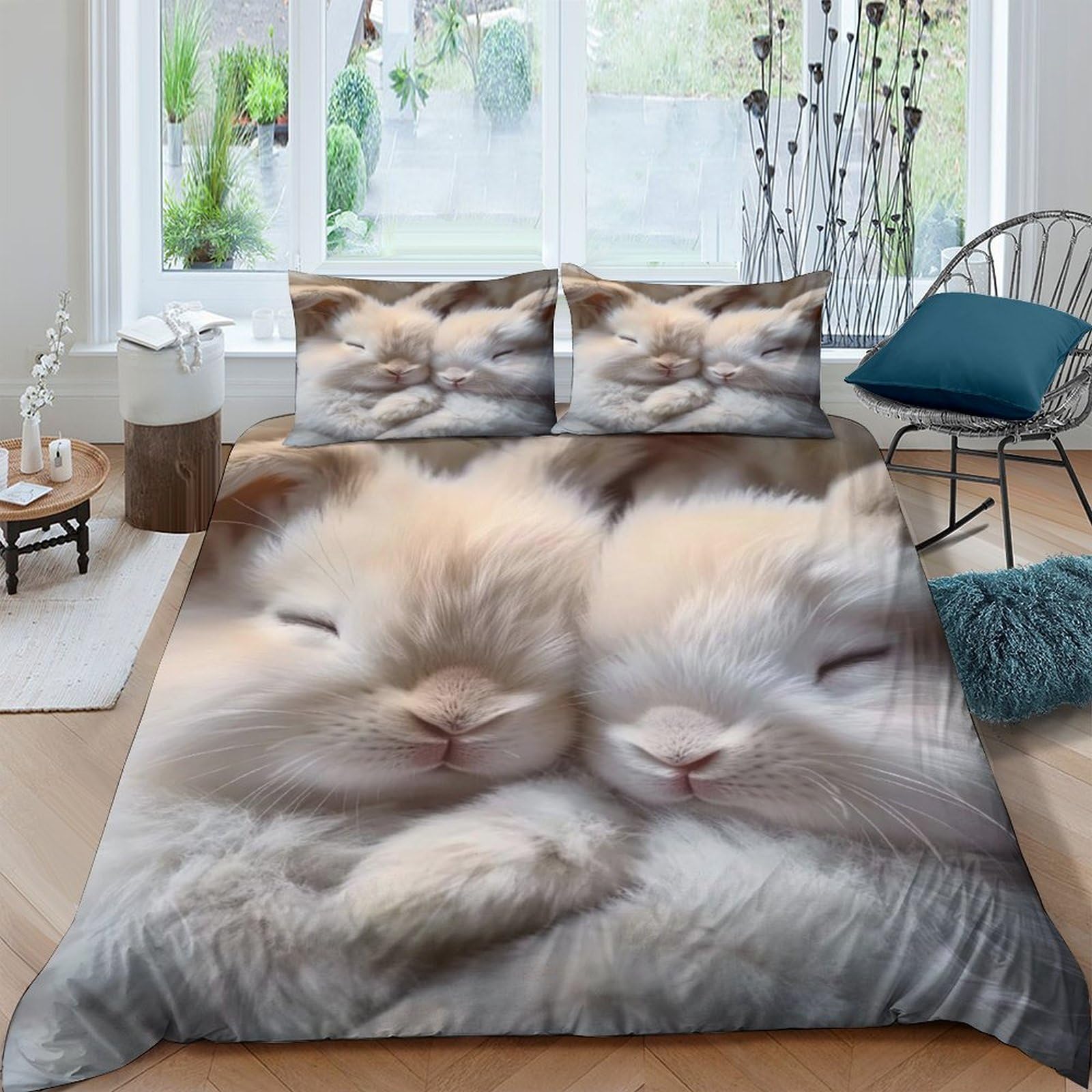 Ctjqhvkz Style-1 3D Printed Sleeping Kittens Fitted Sheet Microfiber Soft Breathable Fluffy Cats Mattress Cover For Bedroom Guest Room Decor Single（135X200cm）