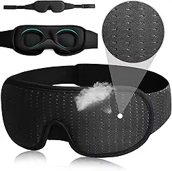 Máscara De Dormir 3D Acolchoada Tapa Olhos Bloqueia 100% A Luz Com Alça Ajustável Para Insônia Enxaqueca Viagem - ECOMLAR® (PRETO)