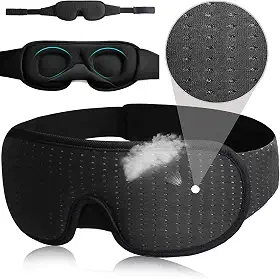 Máscara De Dormir 3D Acolchoada Tapa Olhos Bloqueia 100% A Luz Com Alça Ajustável Para Insônia Enxaqueca Viagem - ECOMLAR® (PRETO)