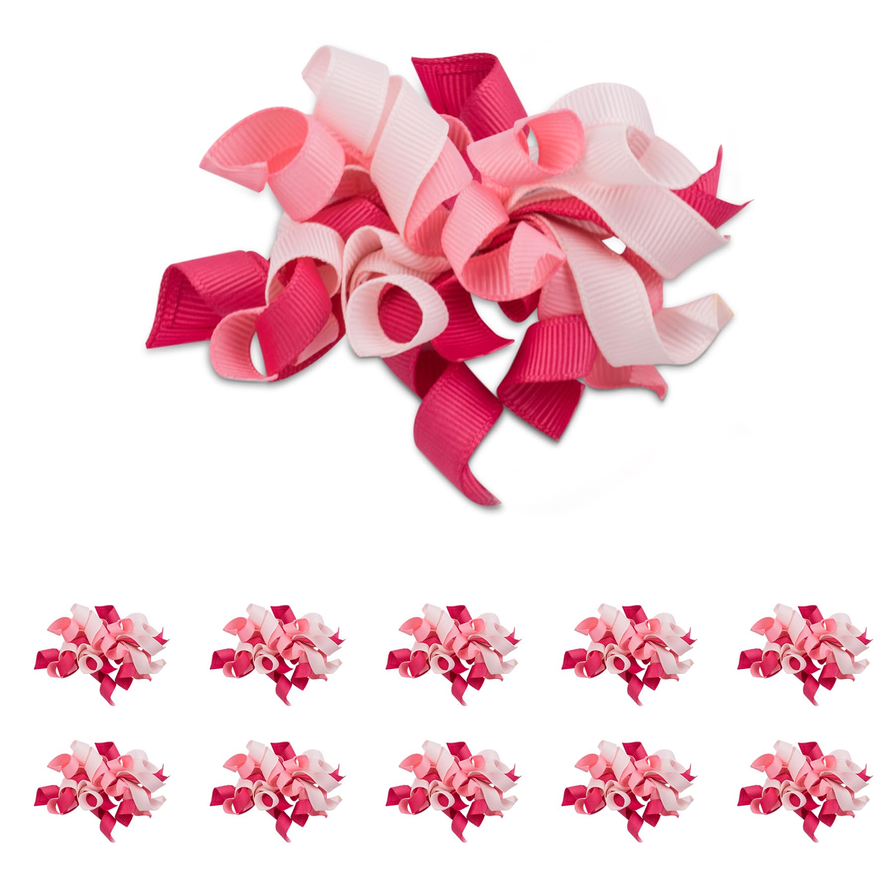 Dalababa 10 Pcs Curly Ribbon Bows for Gift Wrapping, 4 Inch Spiral Satin Gift Bows, for Christmas, Wedding, Birthday, Party Wall Decorations, Crafting - Pink