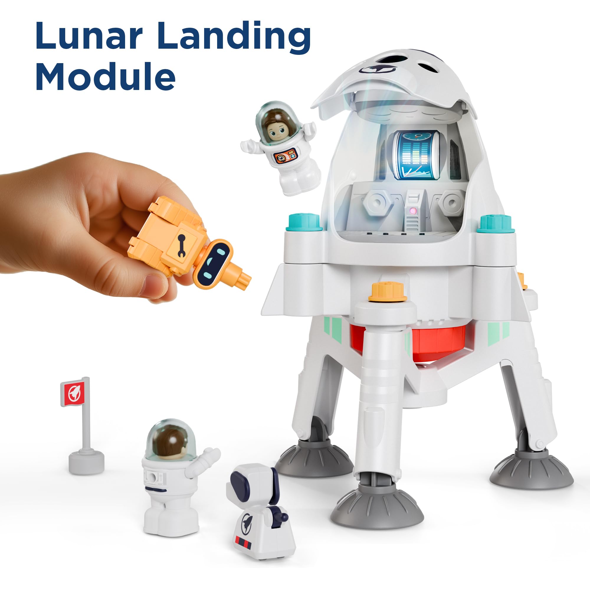 Juguetes espaciales para niños, nave espacial, aventura planeta, juego con 2 transbordadores astronautas, juguete educativo STEM del sistema solar del espacio exterior, regalo de 2