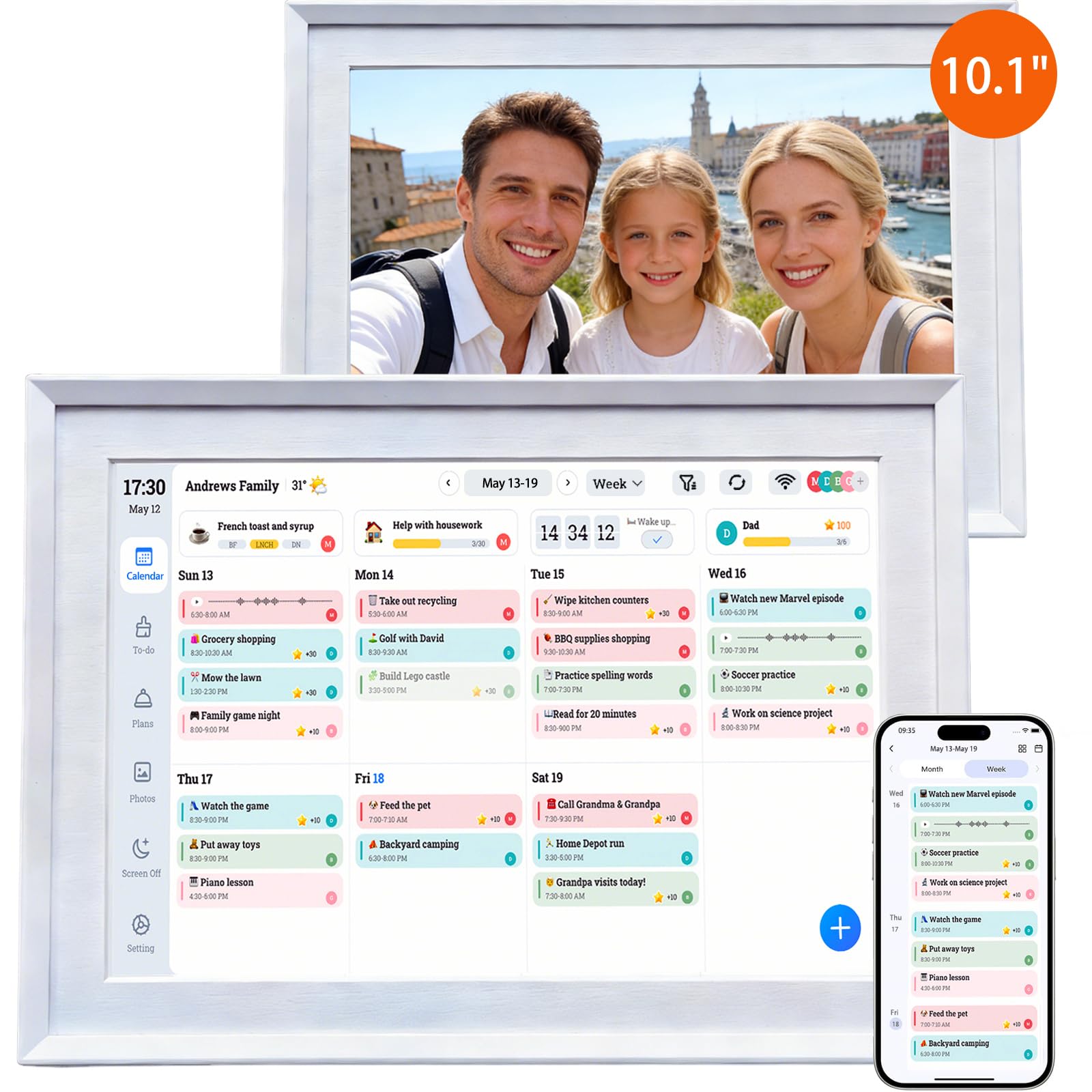 Photo 1 of *Factory Sealed* Furnsii 10.1Inch Digital Calendar Wall Touch Screen, Smart WiFi Family Planner & Chore Chart & Meal Planner, 32GB Electronic HD Interactive Display with Digital Picture Frame for Home Work 2026 Organization