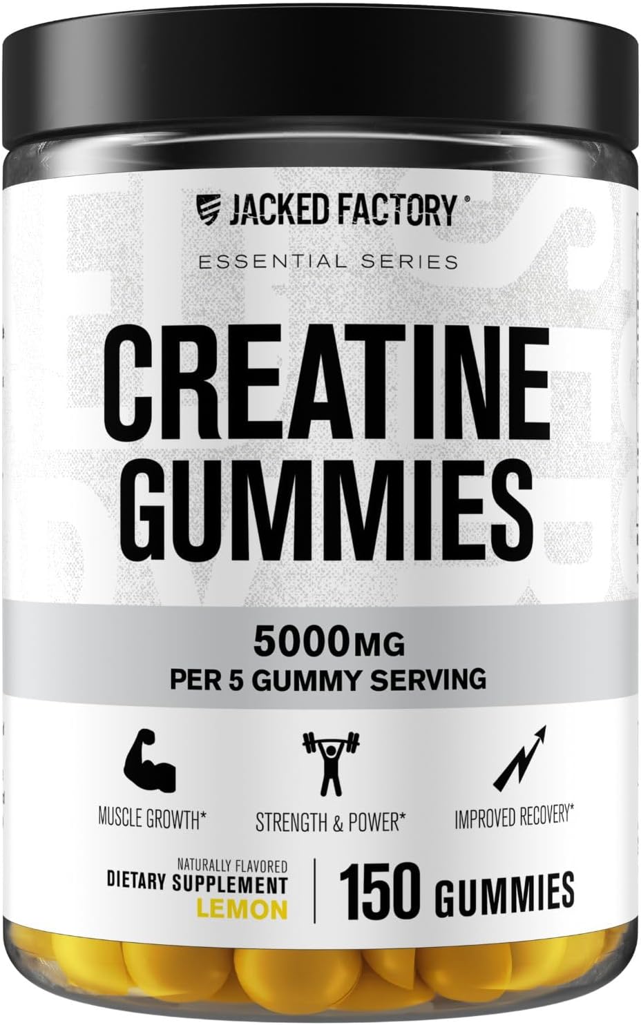 Jacked Factory Creatine Monohydrate Gummies 5g Daily Dose - Creatine Gummy for Men and Women, Vegan-Friendly, Travel-Friendly, Third-Party Tested - 150 Gummies - Blue Raspberry, Watermelon, & Lemon