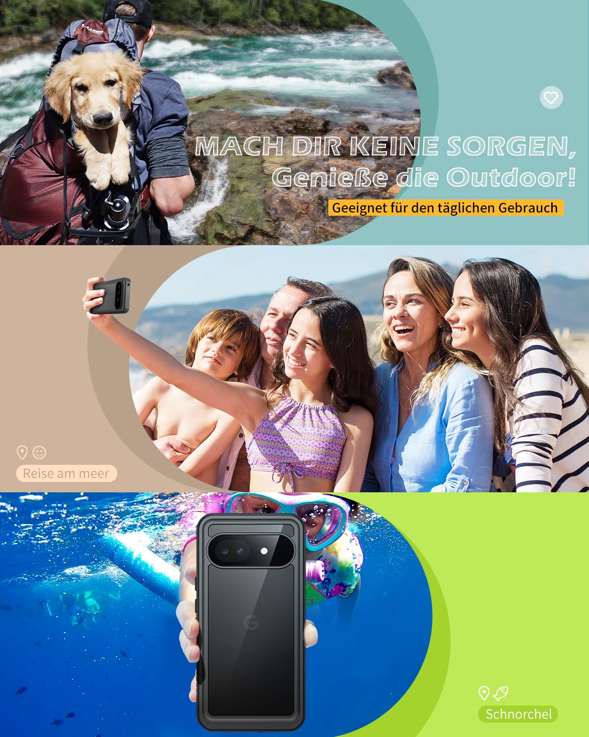 Lanhiem für Google Pixel 10A Hülle, IP68 Wasserdicht Handyhülle Google 10A 360 Grad Schutzhülle, Stoßfest Staubdicht Schneefest Outdoor Panzerhülle mit Eingebautem Displayschutz, Schwarz