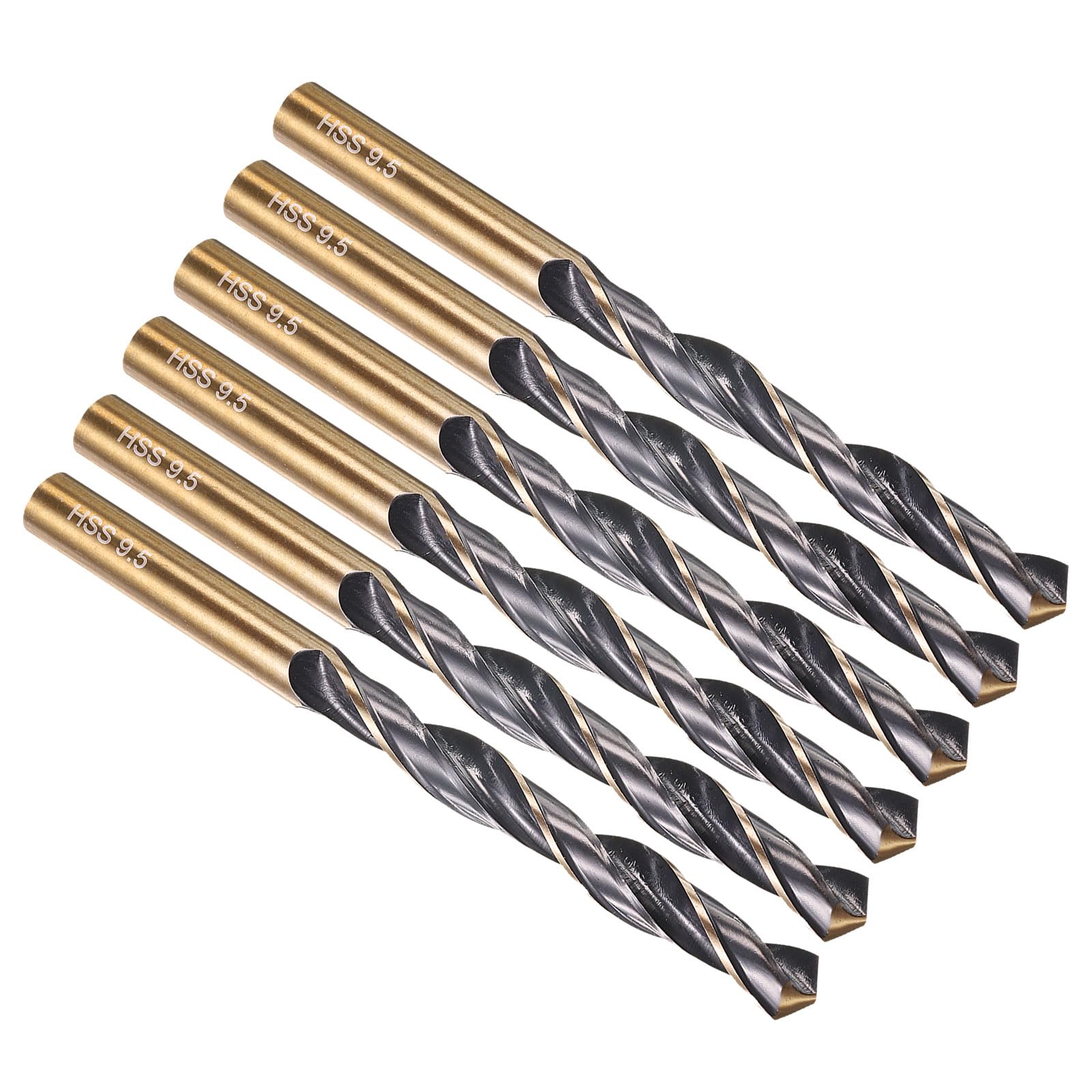 PATIKIL 9.5mm Drill Bit, Jobber Straight Shank M2 High-Speed Steel 135° for Stainless Steel Hard Metal - 6 Pack — image 1