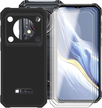 Phone Case for Oukitel WP36 6.52", with 3 x Tempered Glass Screen Protector, Ultra-Thin Black Soft TPU Bumper Anti-Scratch Shock-Proof Case for Oukitel WP36 - Black
