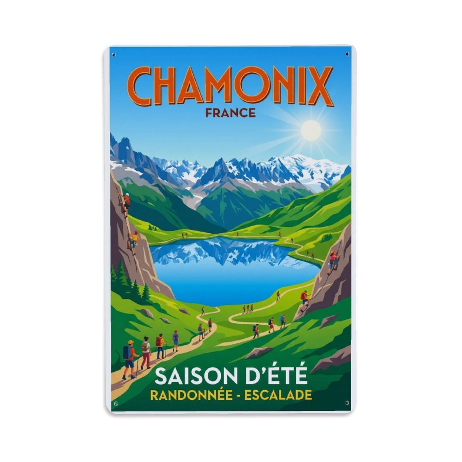 Olhnbad Style Mont Blanc Chamonix France Vintage Alpine Travel Metal Tin Sign