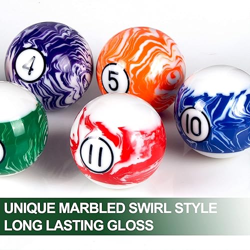 Miniatura 3 de VSSAL Billiard Balls Set Pool Table Balls Marble-Swirl Style 16 Ball Set