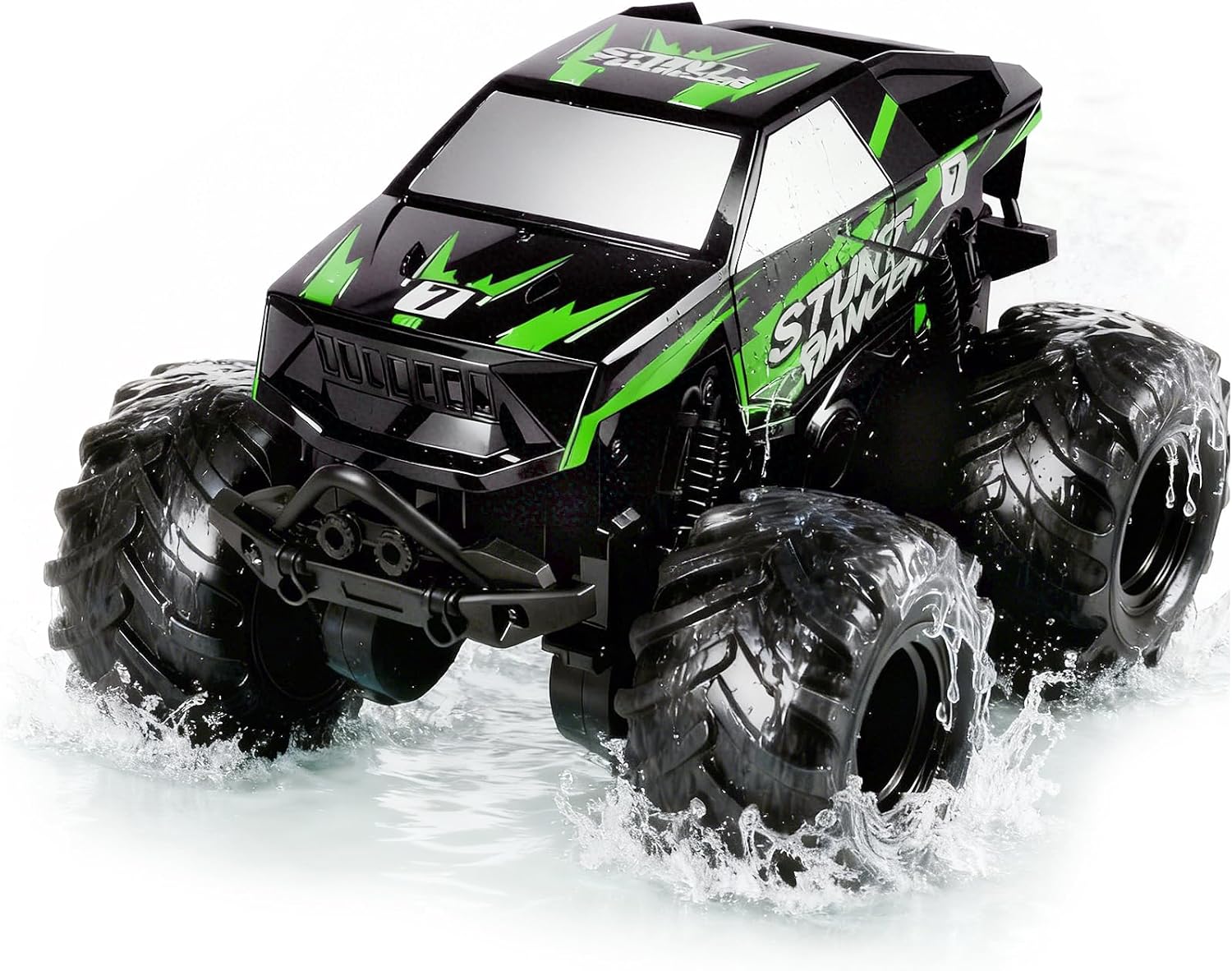 1:24 Waterproof Monster Truck Toys RC Cars: Amphibious Remote Control Car Trucks 4WD All Terrain Off-Road Pickup Toy for 6 7 8 9 10 11 12 Year Old Boys Girls Kids Gifts Presents Green