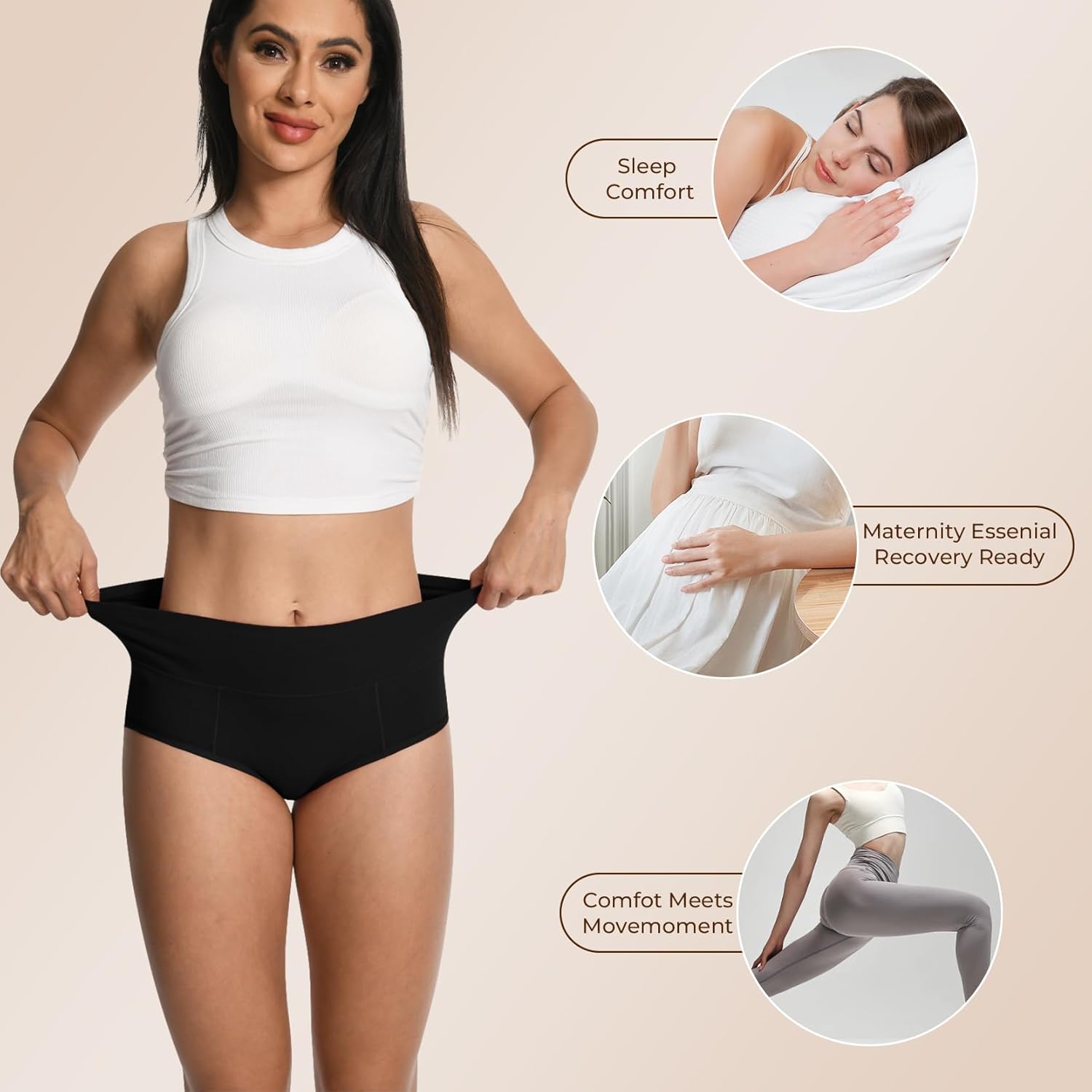 Cevapro Women's Cotton Underwear High Waisted Full Coverage Briefs Soft Strech Ladies Breathable Panties 5 Pack - Image 6