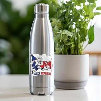 Czech Republic Flag National Team Mascot Football World Cup Sticker - Waterproof Outdoor Car Bumper Vinyl Decal, 5 Inch