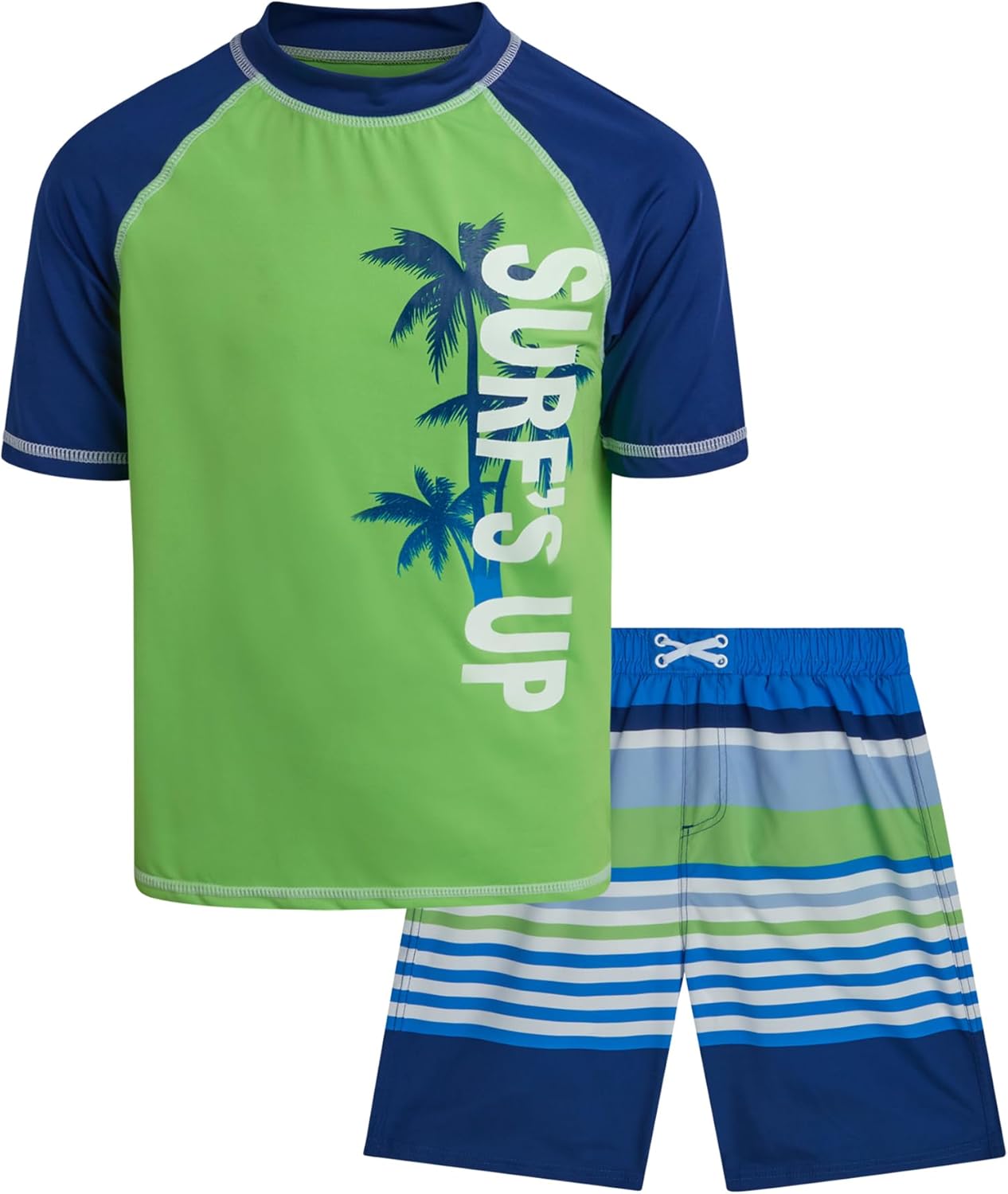 iXtreme Boys Swim Set - 2 Piece Rash Guard Short Sleeve Swim Shirt and Boys Swim Trunks for Infants Toddlers & Big Boys