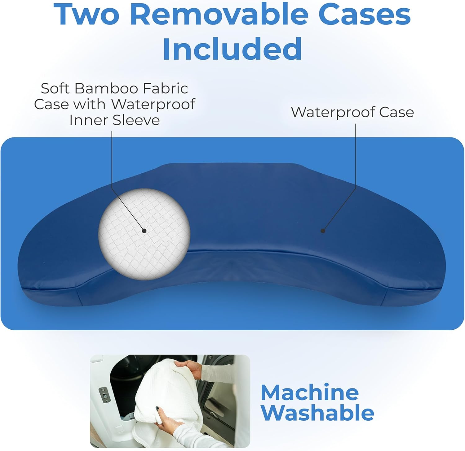 Zomaple Bedsore Pressure Relief Pillow, White – Offload Pressure to Prevent Bed Sores & Ease Turning – 30° Positioning, Cooling Gel Top, 2 Non-Skid Removable Covers – Knee Wedge Pillow Versatility