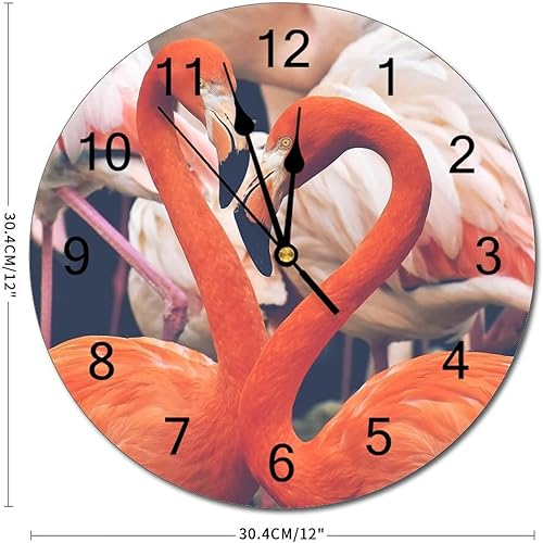 Miniatura 2 de Reloj de pared silencioso sin tictac de PVC, flamenco C, funciona con pilas, 12 pulgadas (11.8 in), reloj redondo de granja, relojes rústicos