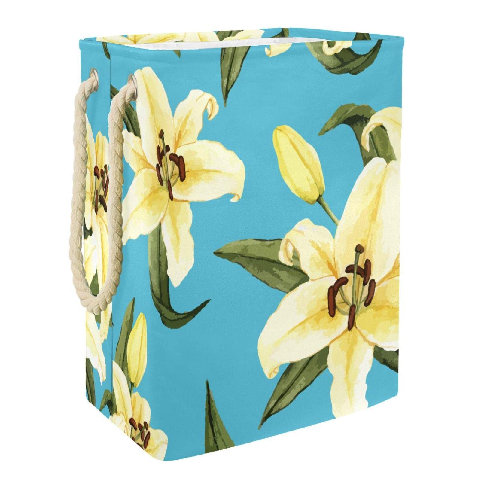 Grand panier à linge personnalisé avec poignées solides et fond bleu imperméable