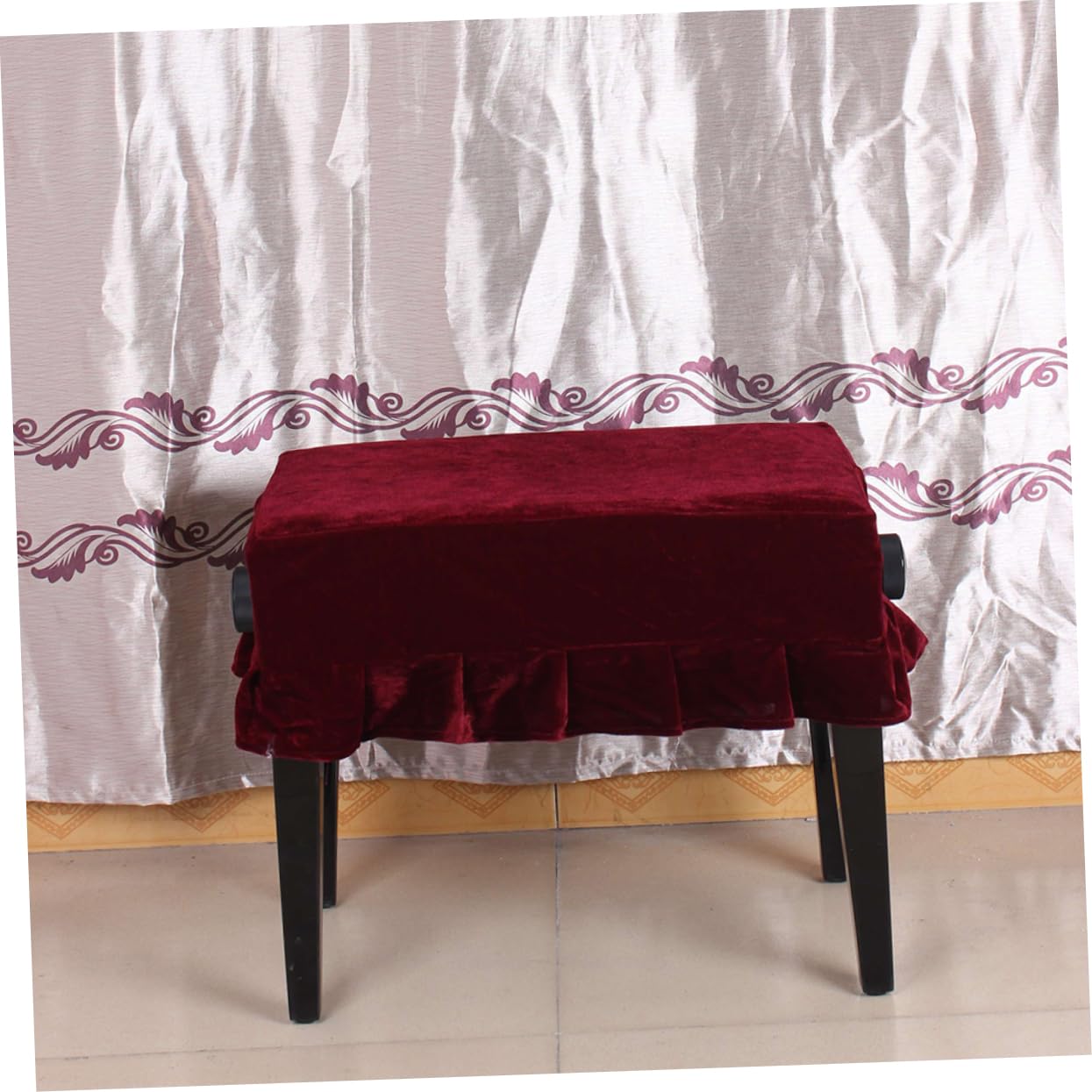 Holibanna Coprisgabello in Velluto Pluche Rosso Scuro per Pianoforte Comodo e Facile da Smontare, per Sgabello Singolo in Hotel o Centro Commerciale