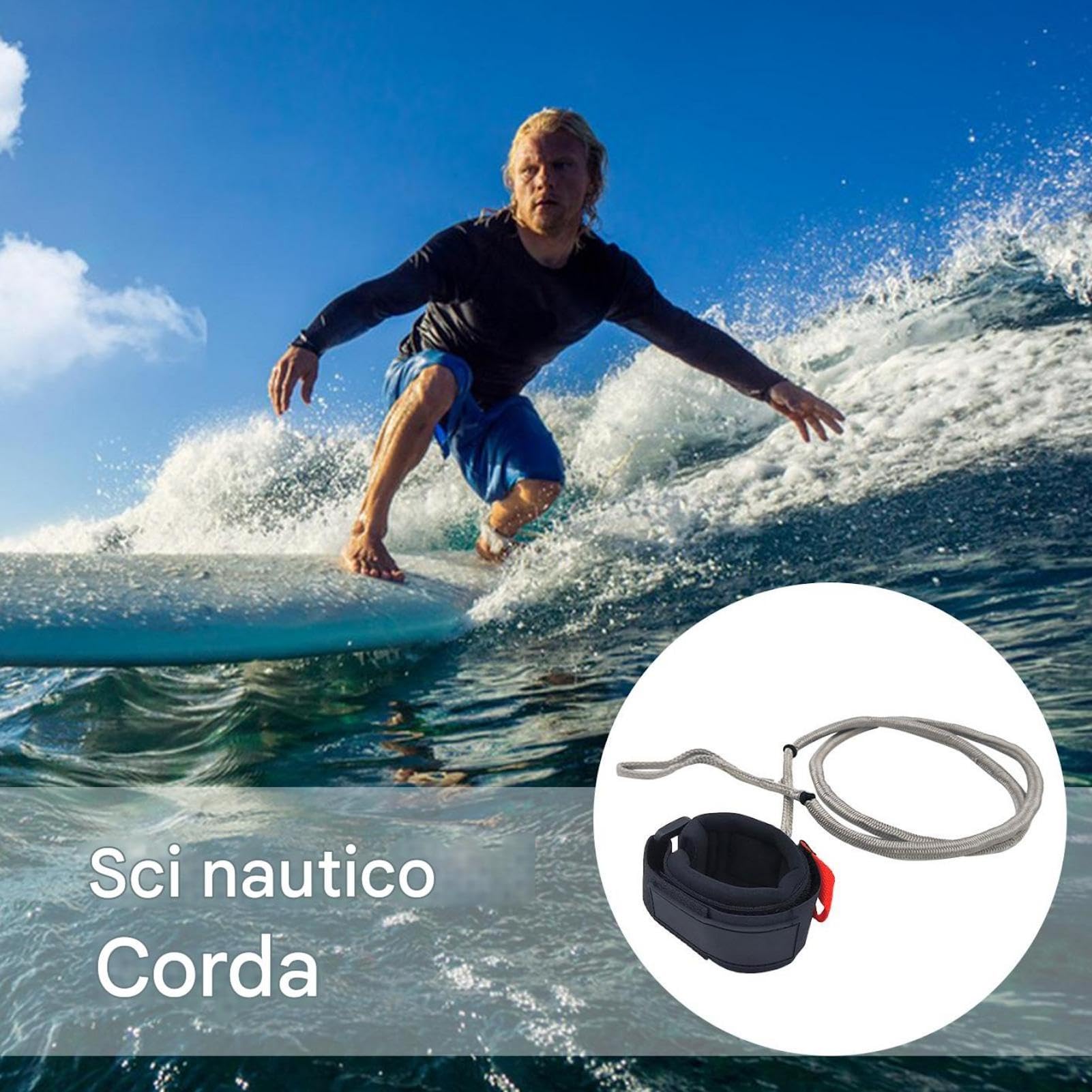 Corda Wakesurf, corda del wakeboard,Surf Board Leash - Cablaggio manuale, portatile, cavo di attività esterno per corto, longboard, accessori per sport acquatici