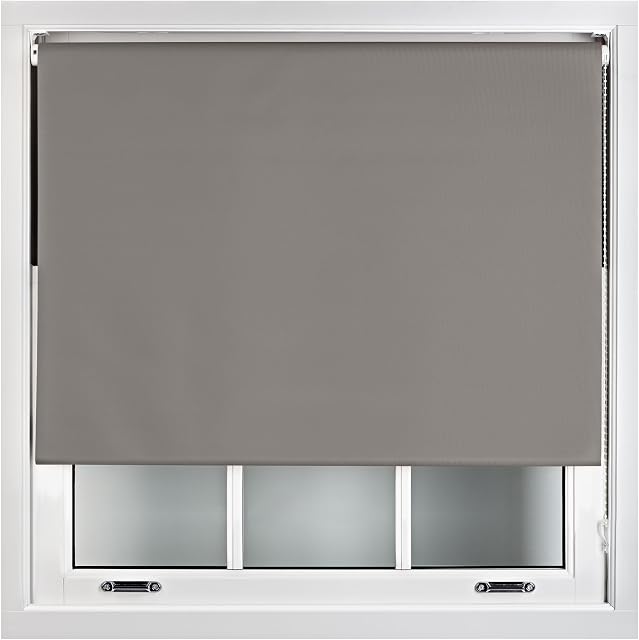 Furnished Grey Blackout Roller Blinds 100% Black Out Thermal Window Blind, Dark Grey, 60cm x 165cm