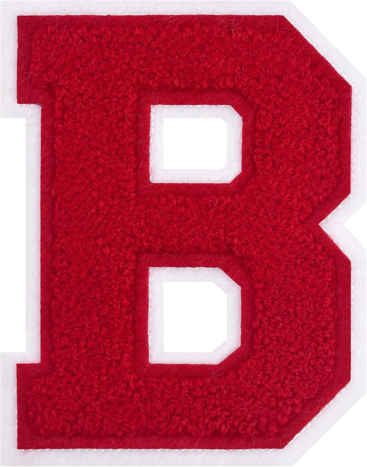 Single 4.5" Red Chenille Varsity Letter Patch – Iron-On or Sew-On Applique for Letterman Jackets, Backpacks, Hoodies, Shirts, Team Uniforms