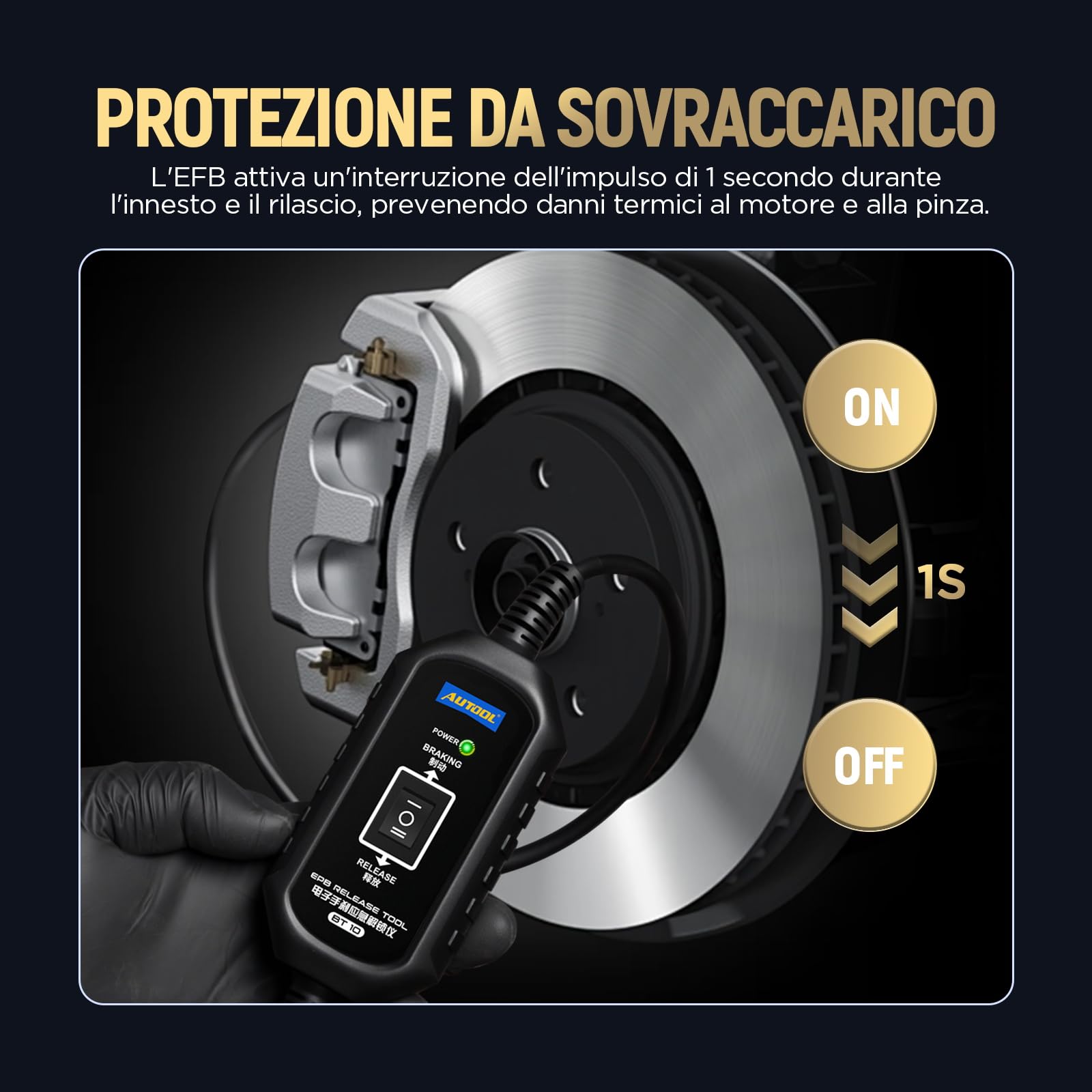 AUTOOL BT10 EPB - Strumento di rilascio del freno a doppio canale e controllo di retromarcia per rilascio e ripristino elettronico del freno di stazionamento, salvataggio stradale di emergenza