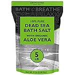 Aromasong Dead Sea Salt with Organic Aloe Vera, Spa Bath Salts, 5 Lbs Fine Bulk resealable Pack, 100% Pure & Natural, Soak for Women & Men for Tired Muscles & Skin Issues (Packaging May Vary)