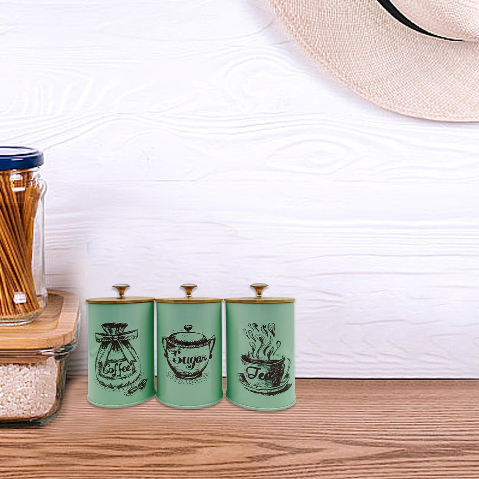 Amazon｜DimyFew キッチン用キャニスター3個セット コーヒー 紅茶 砂糖