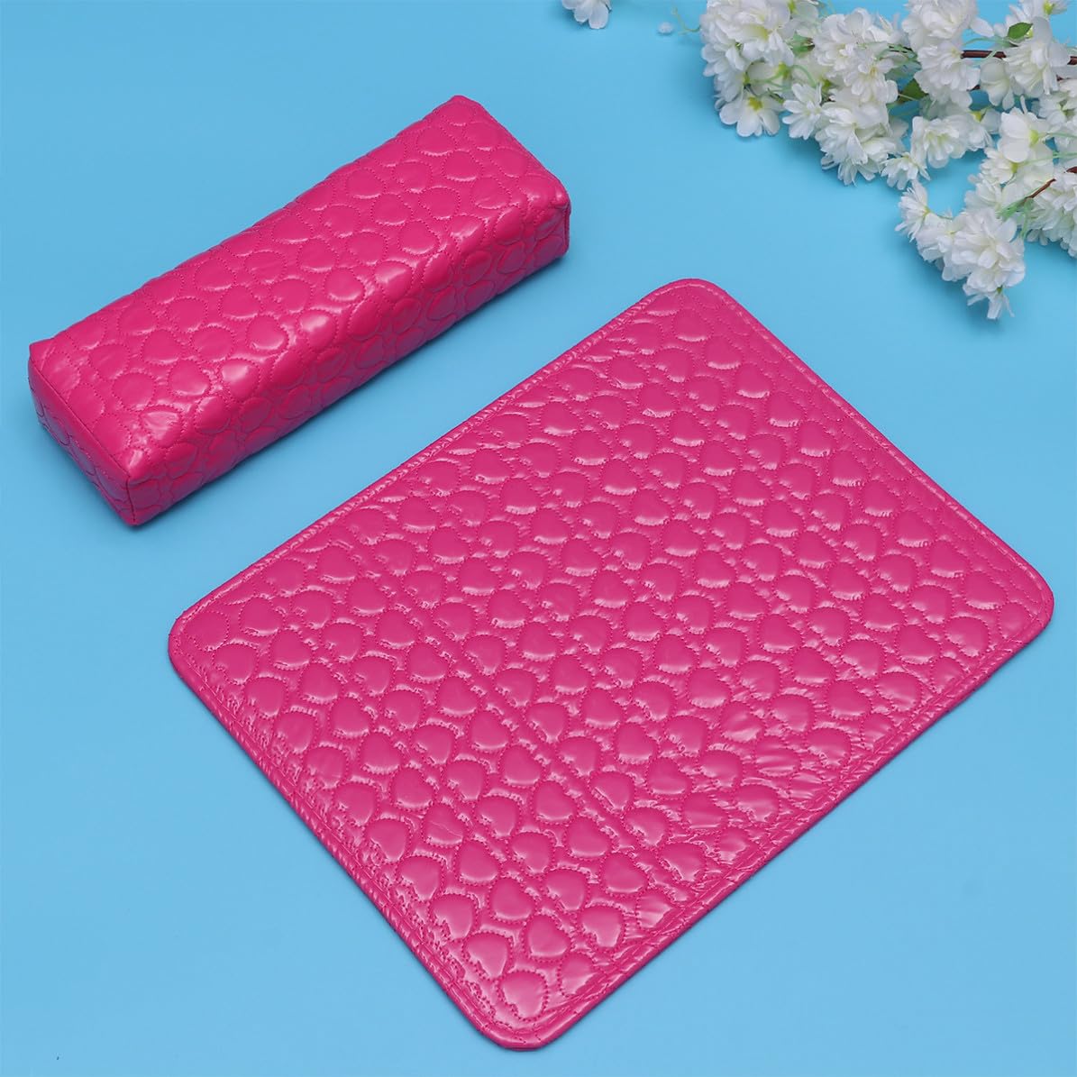Nail Salon Cushion Hand Pillow Heart Pattern PU Leather