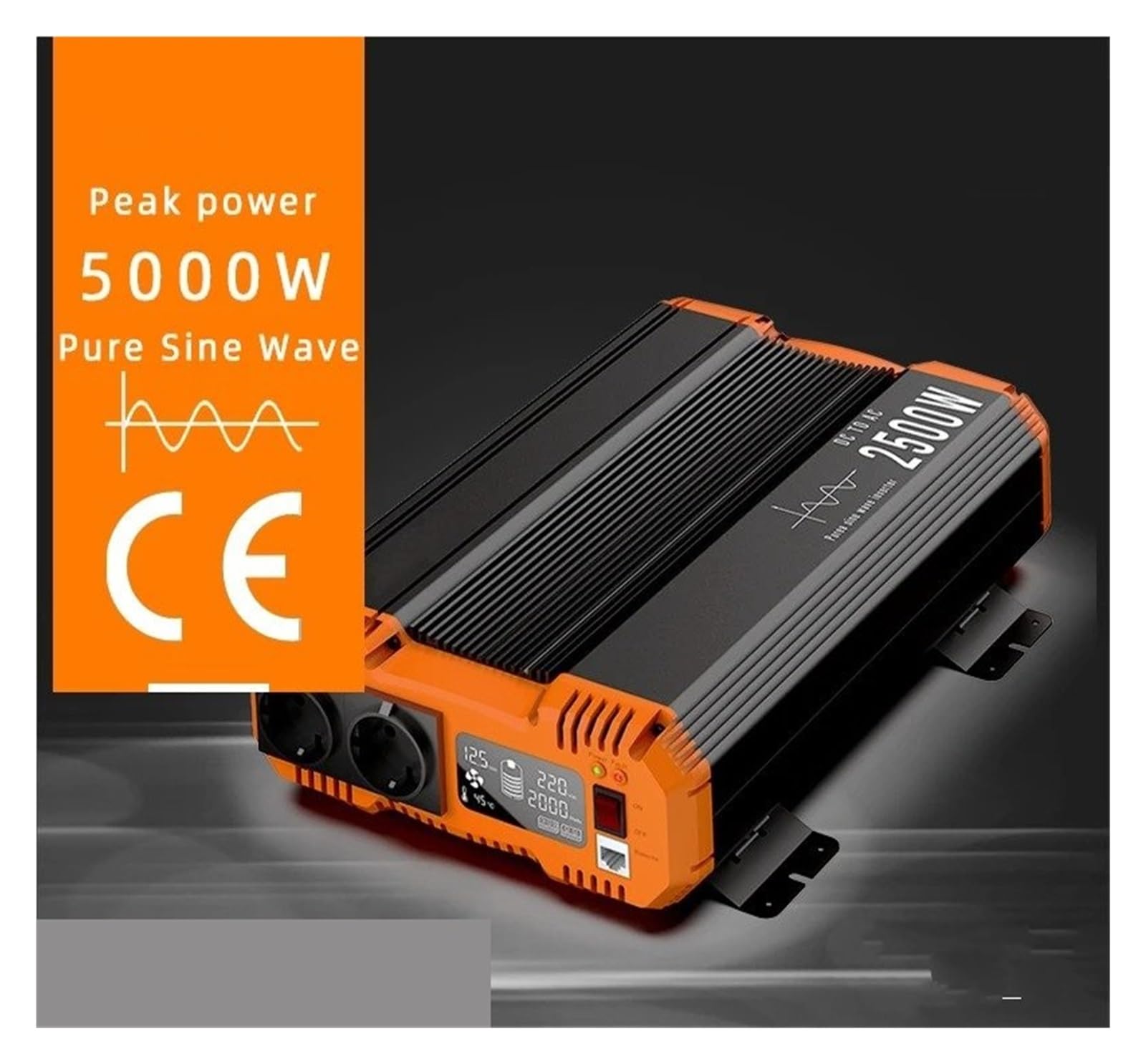 Inversor Corriente Onda Sinusoidal Pura Coche 5000 W CC 12 V 24 V A CA 110 V 220 V Pantalla LCD Convertidor Voltaje Doméstico SAI Enchufe Universal Portátil(24V,220V-240V 50Hz,Universal)