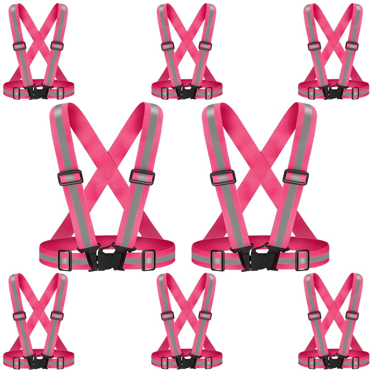 STYLERA High Visibility Protective Safety Reflective Vest Belt Jacket Construction Traffic cling Reflector Cross Stripes Adjustable Belt PINK (10)