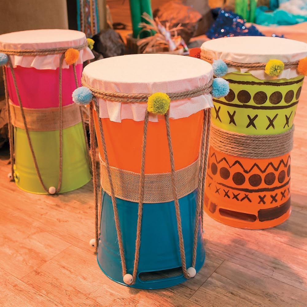 Fun Express 9 1/2" x 8 1/2" Bright Colorful Plastic Bucket Assortment - 4 Pc., Great for Easter, Crafts, Classroom Storage and Sorting, and Home