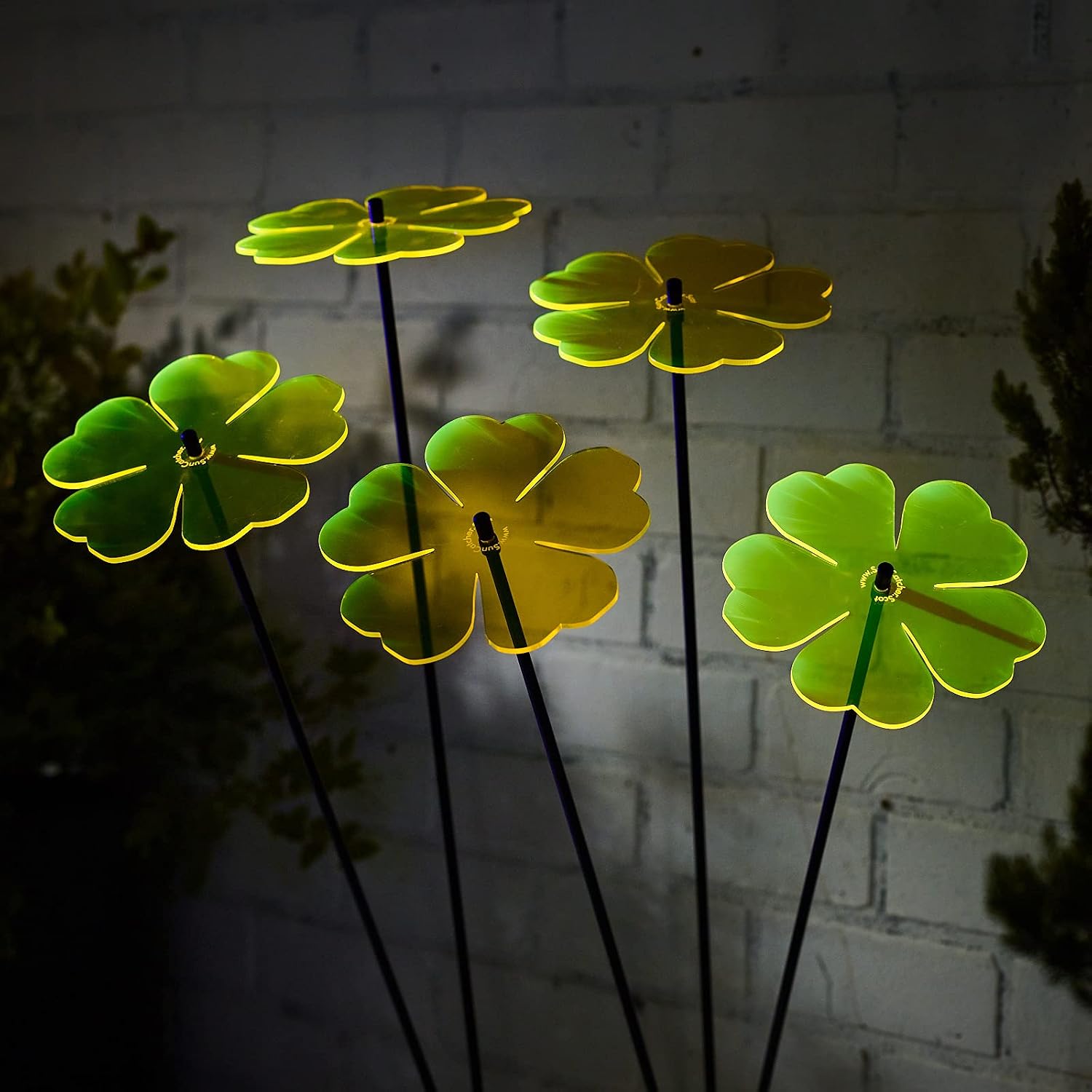 Set of 5 Large Double Blossoms Sun Catcher Garden Decor Ornamental Stakes 75cm - Image 4