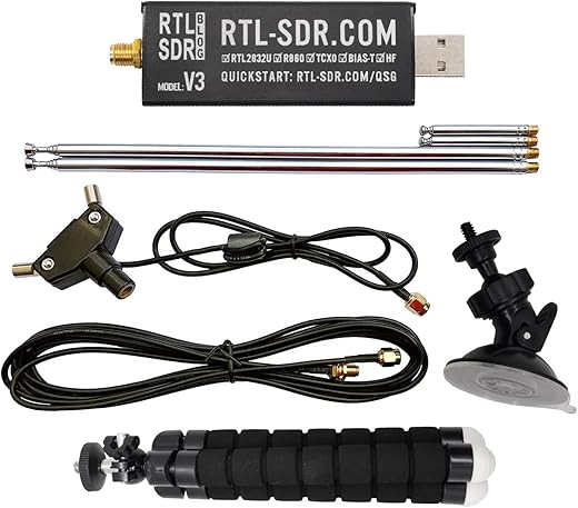 RTL-SDR Blog V3 R860 RTL2832U 1PPM TCXO HF Bias Tee SMA Software Defined Radio with Dipole Antenna Kit