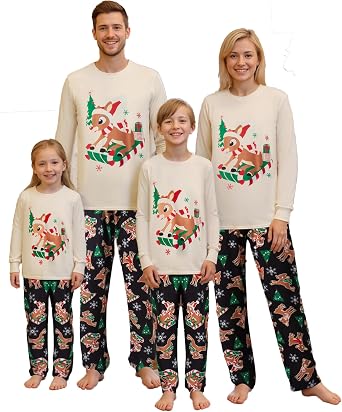 Awoscut Christmas Pajamas for Family Christmas Pjs Matching Sets for Couples Adults Kids Holiday Sleepwear Xmas Jammies