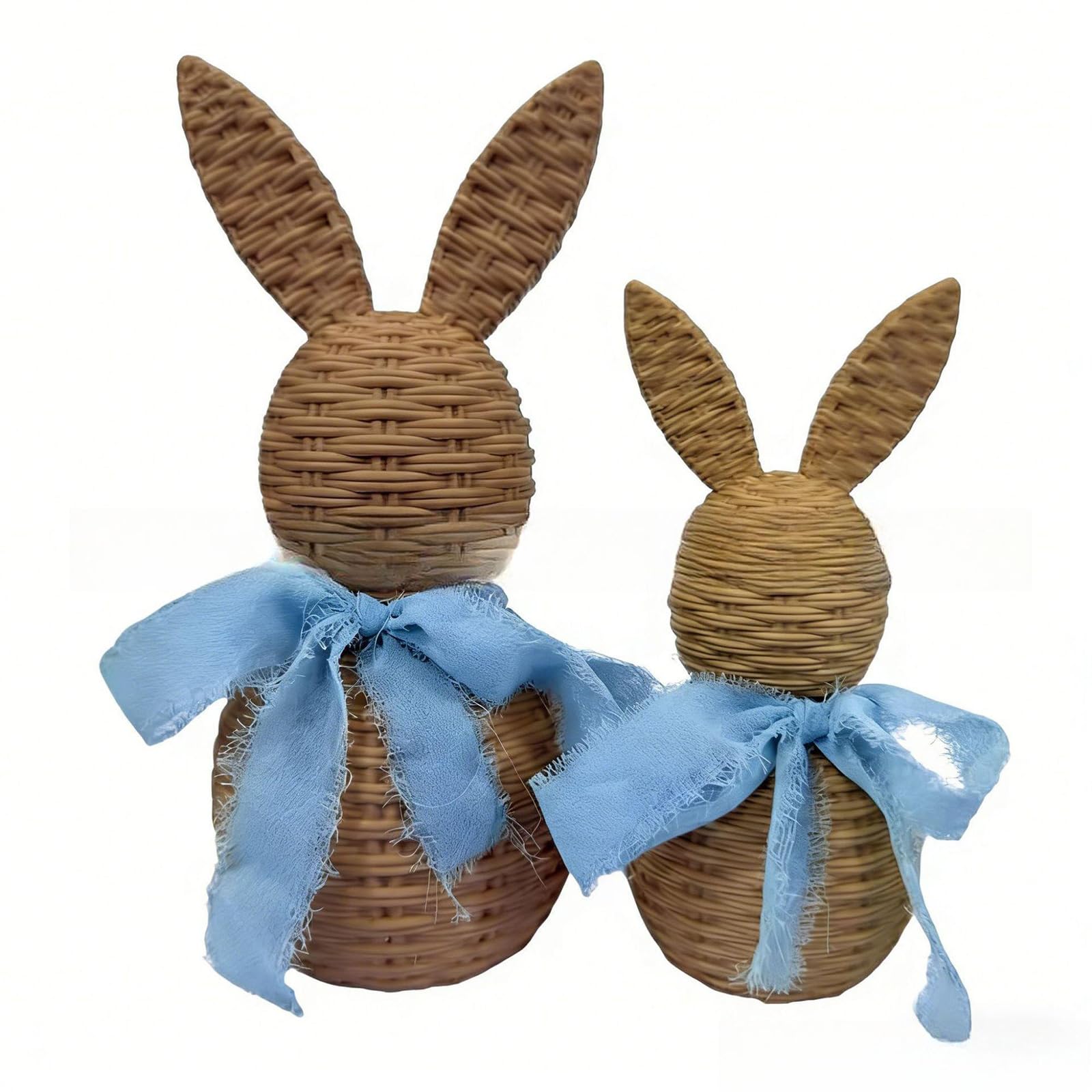 Rattan Effect Resin Bunny Figurine Easter Decoration Bunny Statue Farmhouse Spring Home Decor Housewarming Gift Spring Home Decor