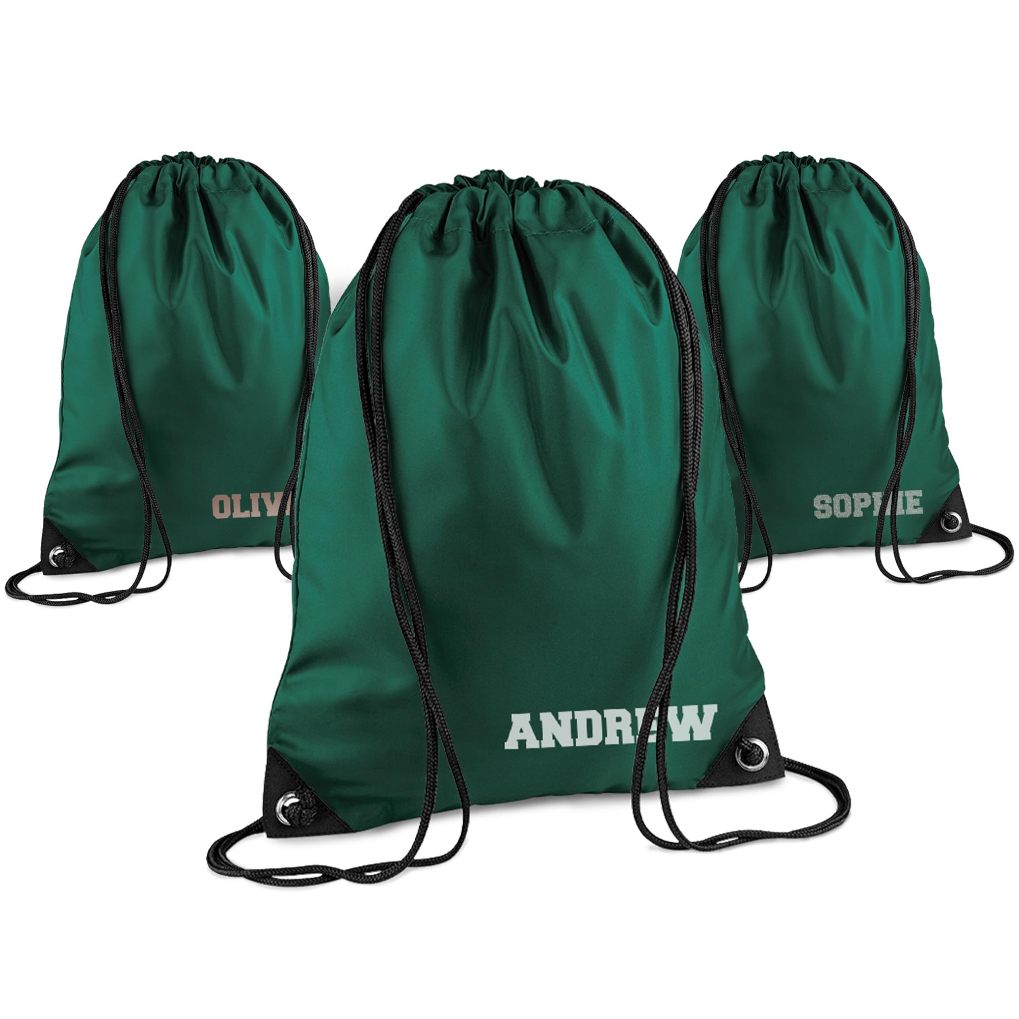 Print Maniacs Personalised Drawstring Bag for Kids Back to School PE Bag, Swim Bag with Name Ideal for Boys, Girls, Toddlers,and Primary School Students Perfect School Bag Bottle Green